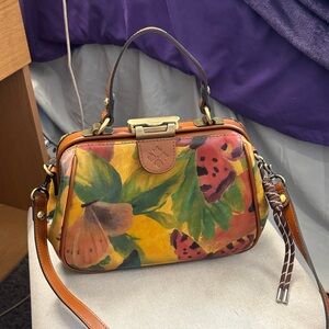 Patricia nash Leather Top-Handle Floral Butterfly Satchel - Yellow Multi